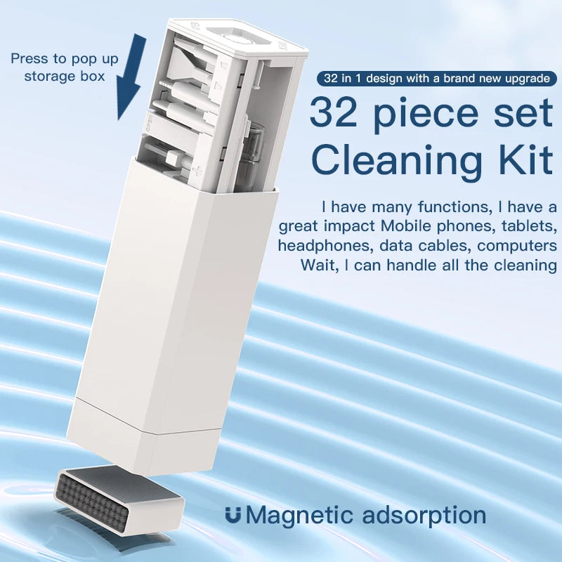 32-in-1 electronics cleaning kit with storage tower